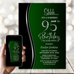 Black Green Surprise 95th Birthday Invitation