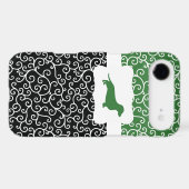 Black&Green Swirls w/Dachshund Case-Mate iPhone Case (Back (Horizontal))