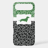 Black&Green Swirls w/Dachshund Case-Mate iPhone Case (Back)