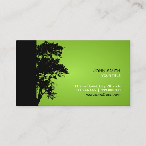 Customizable Black / Green Tree business card
