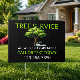 Black Green Tree Care Arborist Service Sign