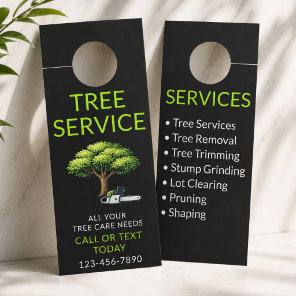 Black Green Tree Service Professional Door Hanger