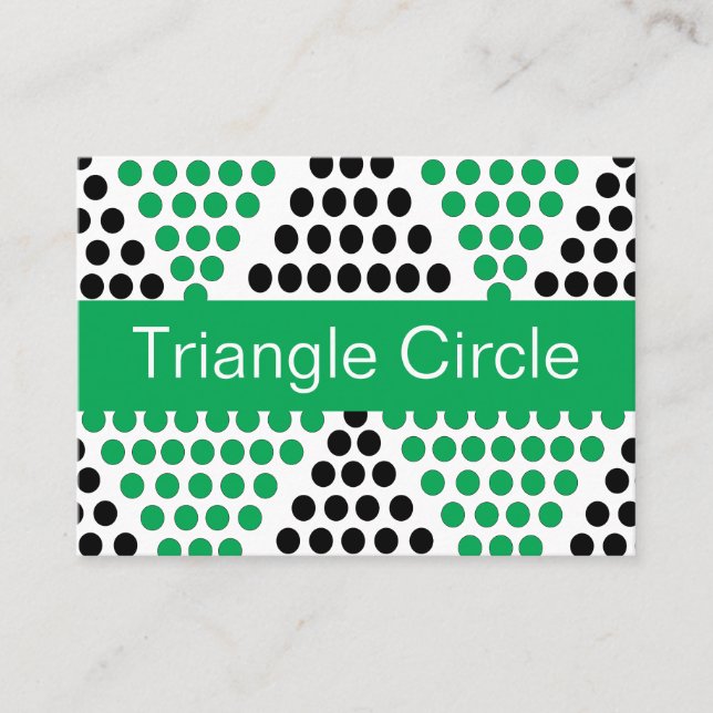 Black Green Triangle Circle Geometric  Business Card (Front)