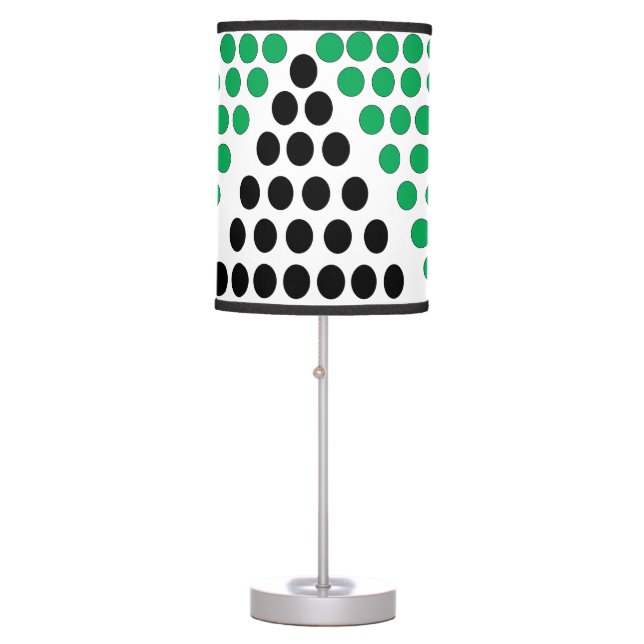 Black Green Triangle Circle Geometric Pattern Table Lamp (Front)