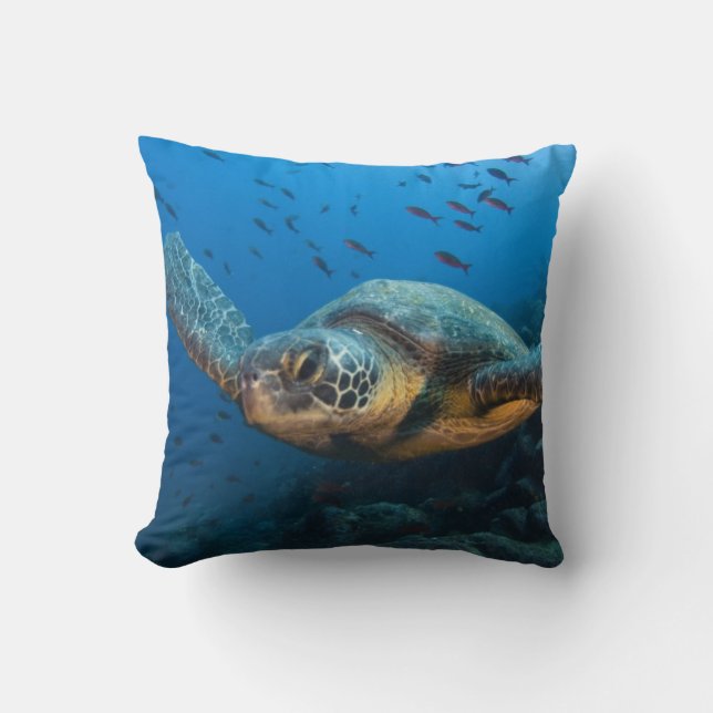Black (Green) Turtle (Chelonia agassizi) Throw Pillow (Front)
