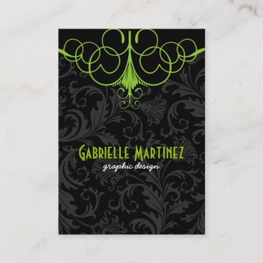 Customizable Black &amp; Green Vintage Damasks Business Cards