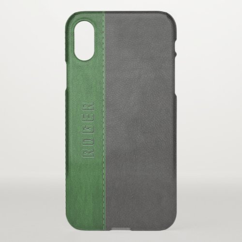 Black  Green Vintage Leather iPhone X Case