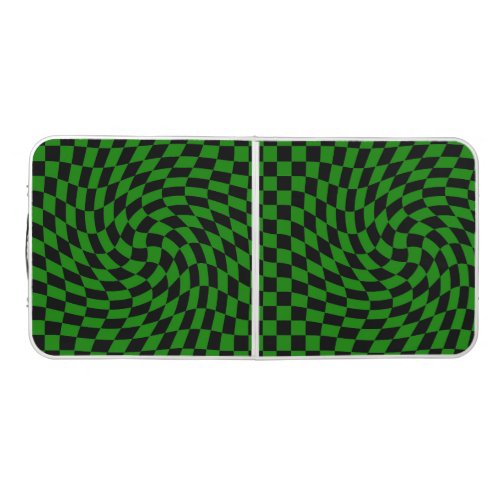 Black  Green Warped Check Checkered Pattern  Beer Pong Table