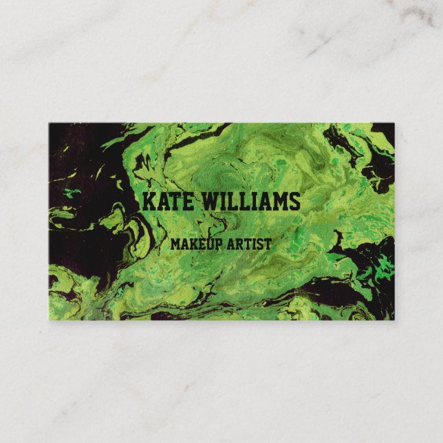 Black-green watercolor, gold business card (Front)