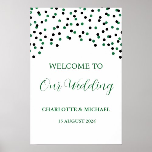 Black Green Wedding Welcome Custom 12x18 Poster