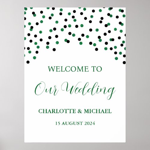 Black Green Wedding Welcome Custom 18x24 Poster