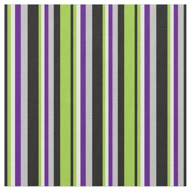 Black, Green, White, Indigo & Grey Lines Fabric (Close Up)