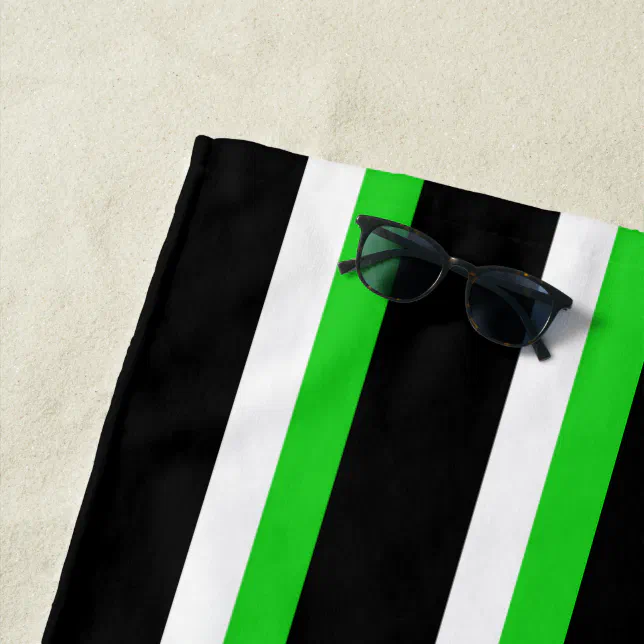 Black Green White Striped Beach Towel Zazzle
