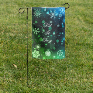 Black & green Winter snowflake garden flag