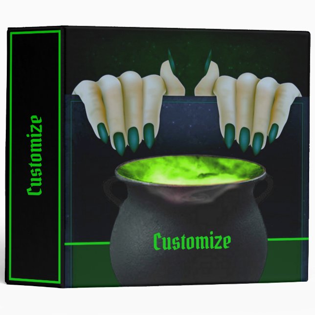 Black & Green Witches Brew 3-Ring Binder (Front/Spine)