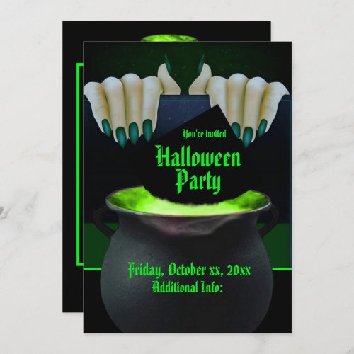 Black  Green Witches Brew Invitation