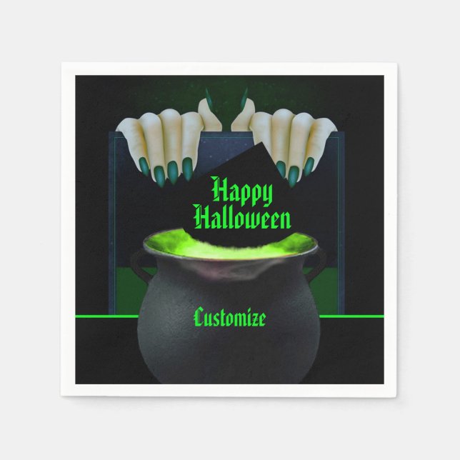 Black & Green Witches Brew Napkins (Front)