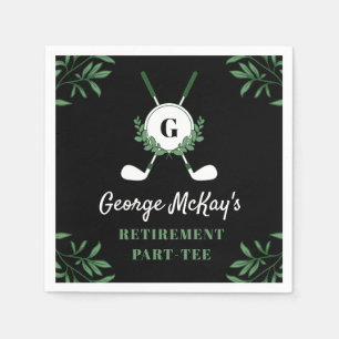 Black Greenery Golf Themed Retirement Party Napkins