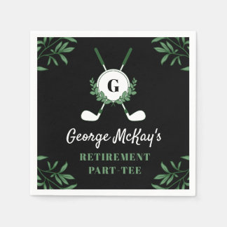 Black Greenery Golf Themed Retirement Party Napkins