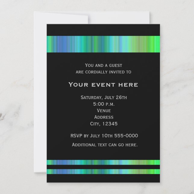 Black Greens Blues Elegant Party Event Invitation (Front)