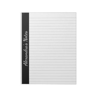 Black Grey 8.5x11 Letter Size Personalized Notepad