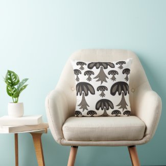 Black Grey Abstract Mushroom Pattern
