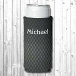 Black &amp; Grey Add Your Name Tall Seltzer Can Cooler at Zazzle