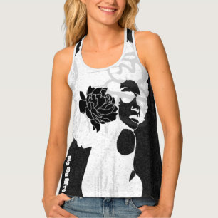 Black, grey and cool Afro print tank top.