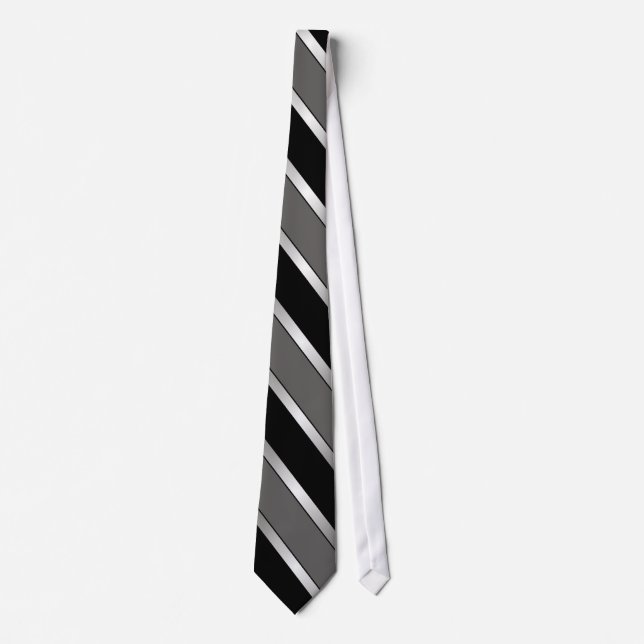 Black, Grey, and Silver striped tie (Front)