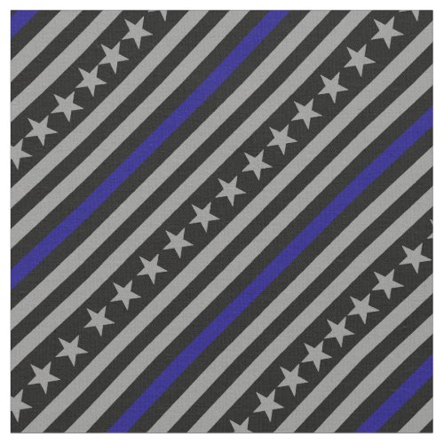 Black grey and thin blue line stripes fabric