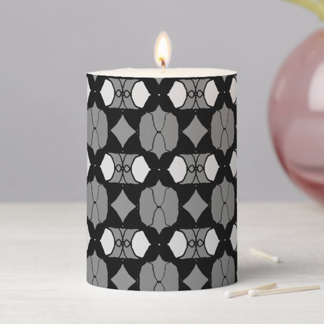 Black grey and white geometric modern  pillar candle (In Situ)