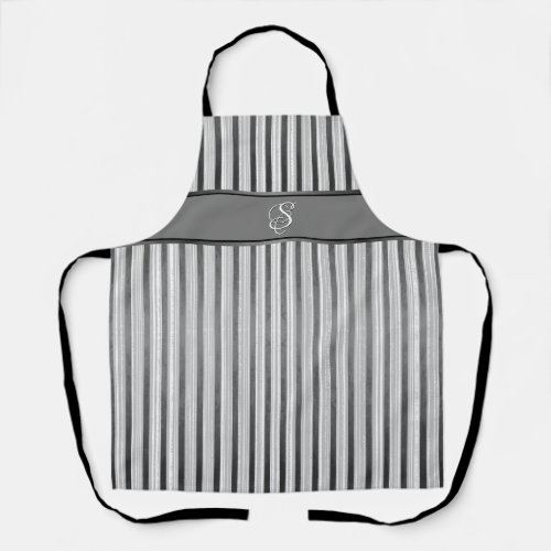 Black Grey and White Stripes Apron