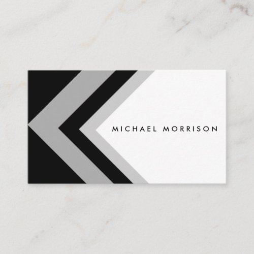 Black grey arrow geometric minimal modern design business card