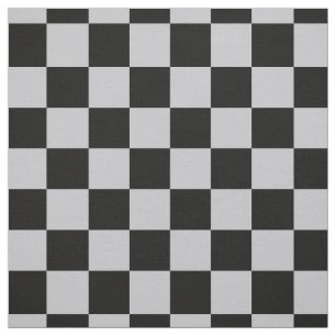 Black Grey Ash  Checker Pattern Plaid Design Fabric