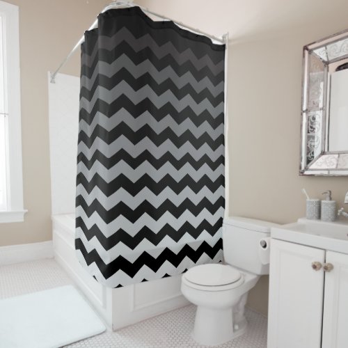 Black  Grey Blend Chevron Pattern  DIY Color Shower Curtain