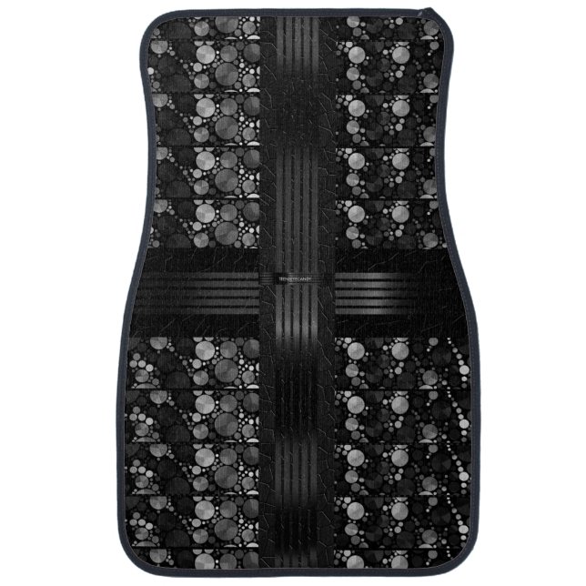 Black Grey Bling Abstract Car Floor Mat (Front)