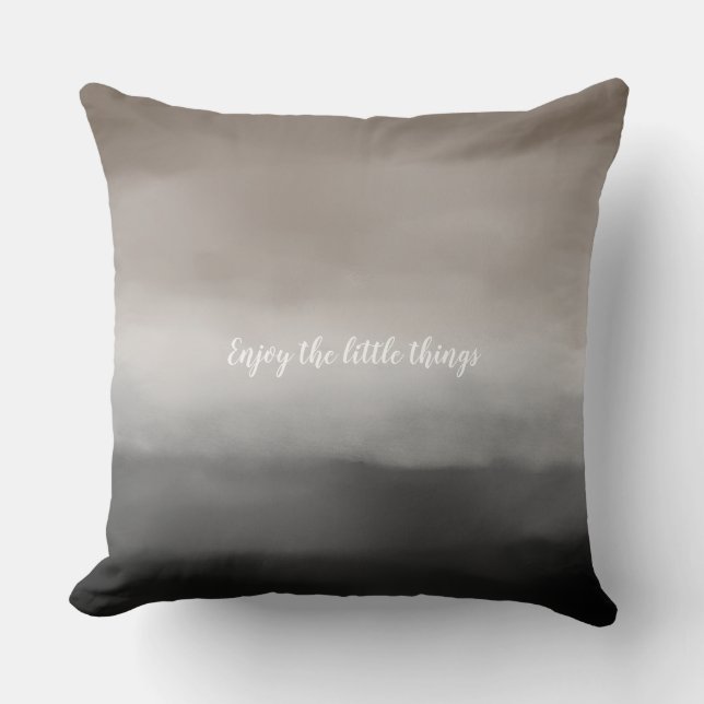 Black Grey Brown Ombre Personalized Throw Pillow (Front)