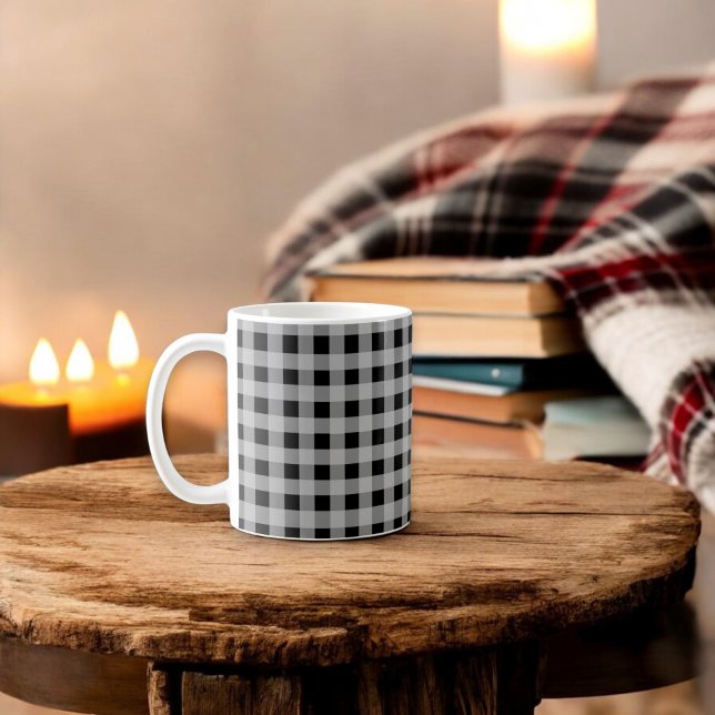 Black Grey Buffalo Plaid Holiday Coffee Mug (Creator Uploaded)