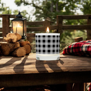 Black Grey Buffalo Plaid Holiday  Scented Candle