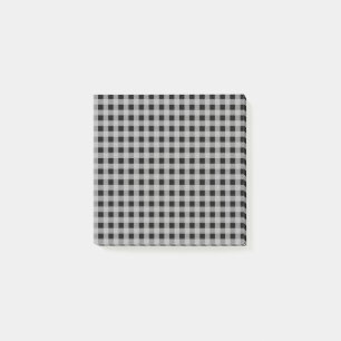 Black Grey Buffalo Plaid Modern Organization Post-it Notes