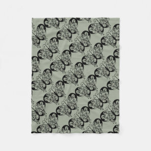 Black & Grey Butterfly Fleece Blanket