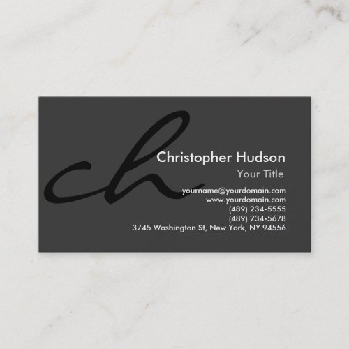 Black Grey Calligraphy Monogram Business Card