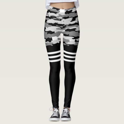 Black Grey camouflage Leggings