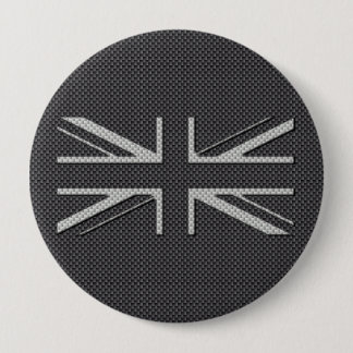 Black & Grey Carbon Fiber UK Flag Union Jack Button
