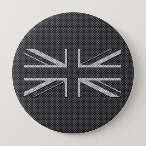 Black  Grey Carbon Fiber UK Flag Union Jack Button