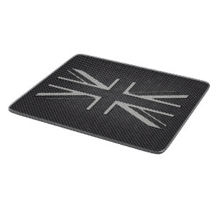 Black & Grey Carbon Fiber UK Flag Union Jack Cutting Board