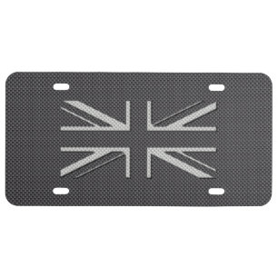 Black & Grey Carbon Fiber UK Flag Union Jack License Plate