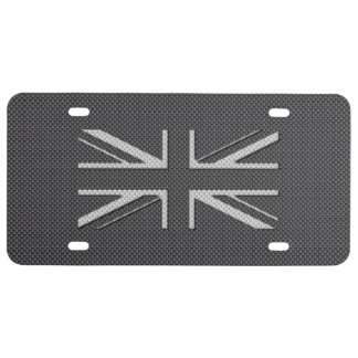 Black & Grey Carbon Fiber UK Flag Union Jack License Plate