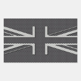 Black & Grey Carbon Fiber UK Flag Union Jack Rectangular Sticker