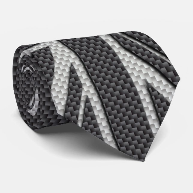 Black & Grey Carbon Fiber UK Flag Union Jack Tie (Rolled)